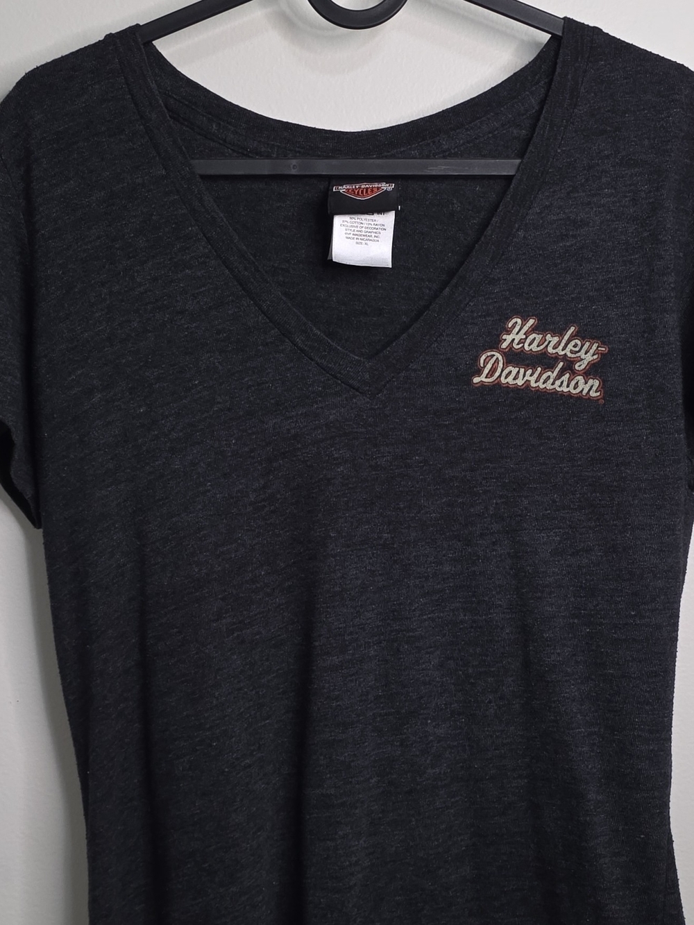 Harley-Davidson Black Tee with Orange Shield Logo Mad River Sandusky OH